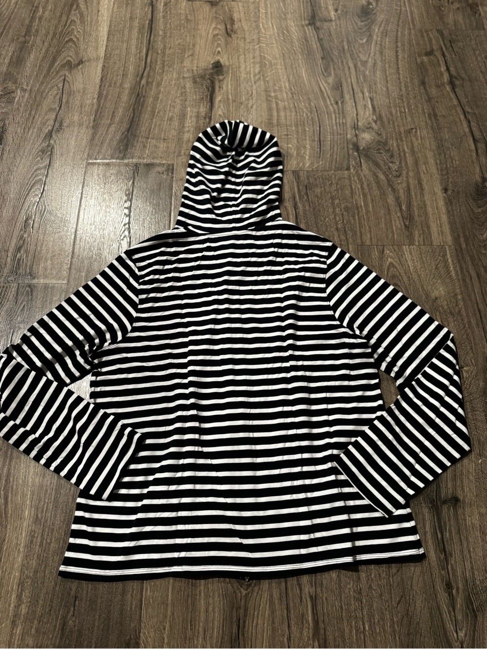 Coolibar UPF 50+ Black & White Striped Full-Zip Hoodie sun protection large - Picture 9 of 9